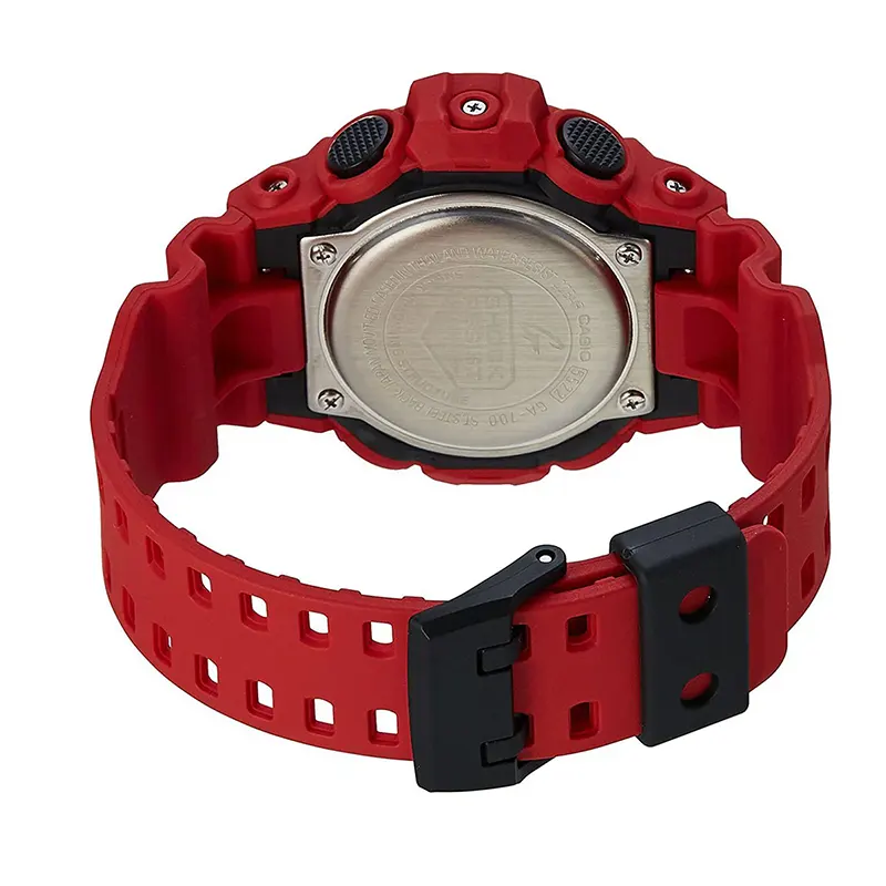 Casio G-Shock GA-700-4A Dual-time Red Band Black Dial Men's Watch