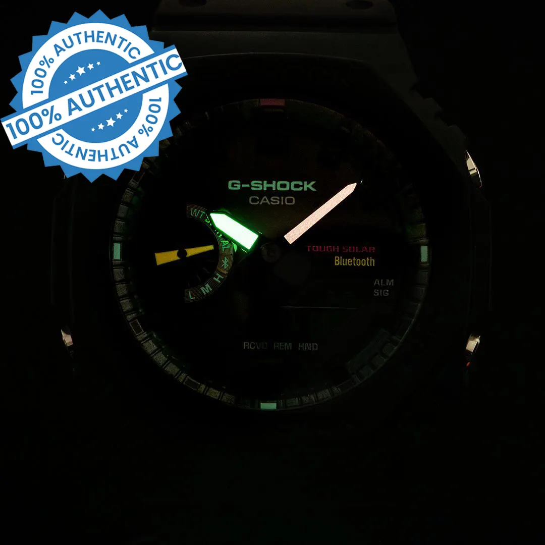 Casio G-Shock Matte Black Fluorescent (Bluetooth) Solar Men's Watch | GA-B2100MF-1A