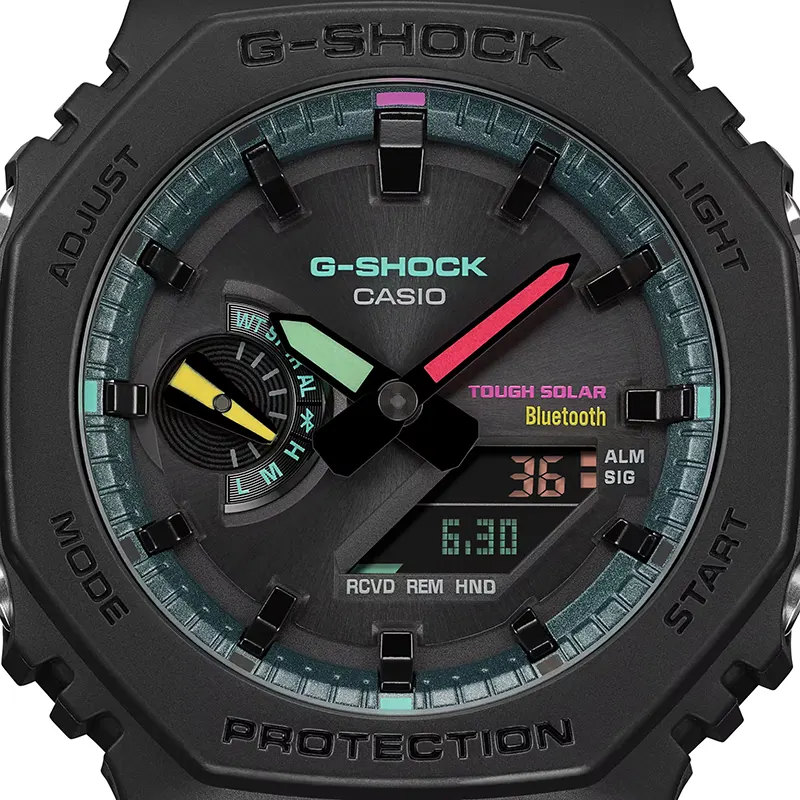 Casio G-Shock Matte Black Fluorescent (Bluetooth) Solar Men's Watch | GA-B2100MF-1A