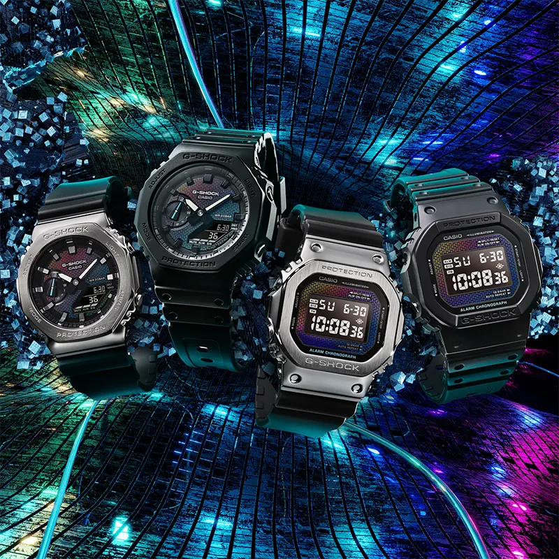 Casio G-Shock GM-2100RW-1 Rainbow Hues Brick Wall Dial Men's Watch