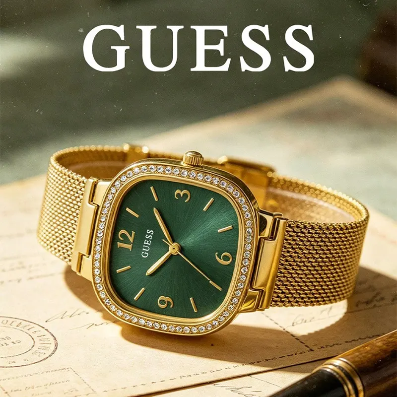 Guess Tapestry Green Dial Gold-Tone Ladies Watch | GW0354L5
