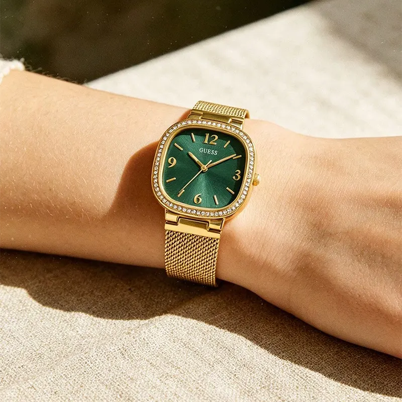 Guess Tapestry Green Dial Gold-Tone Ladies Watch | GW0354L5