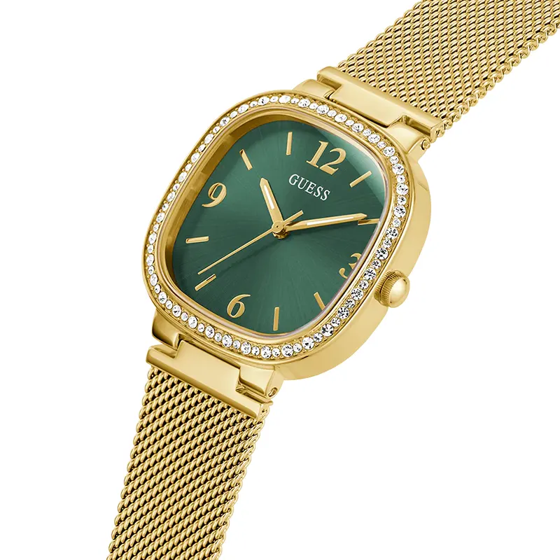 Guess Tapestry Green Dial Gold-Tone Ladies Watch | GW0354L5
