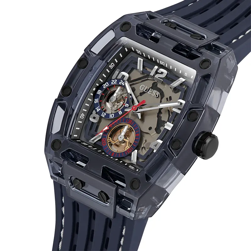 Guess Phoenix Multi-Function Navy Blue Skeleton Dial Men’s Watch | GW0499G1
