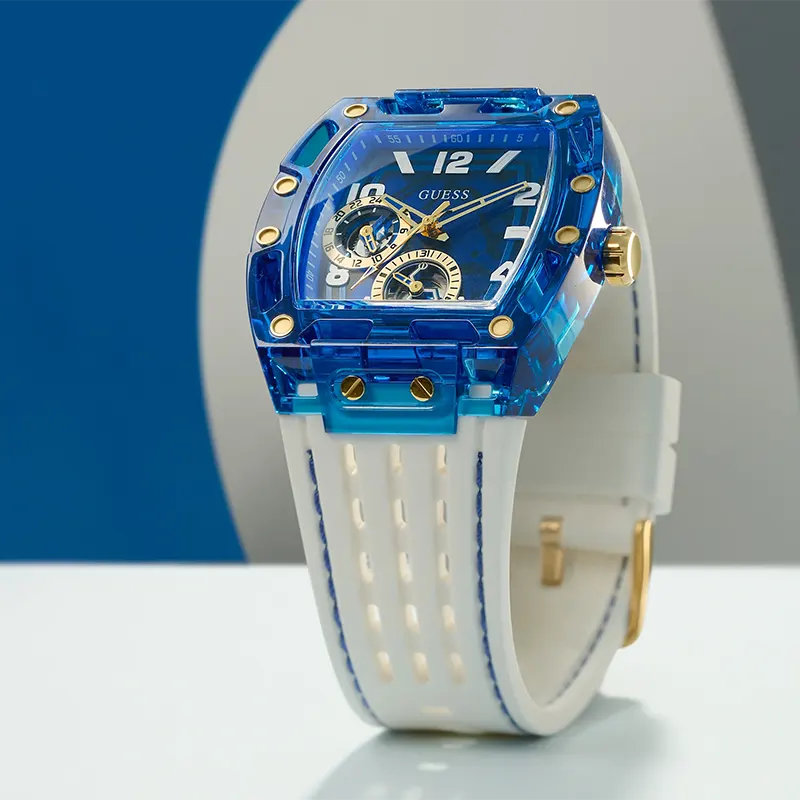 Guess Phoenix Multi-Function Blue Skeleton Dial Men’s Watch | GW0499G6