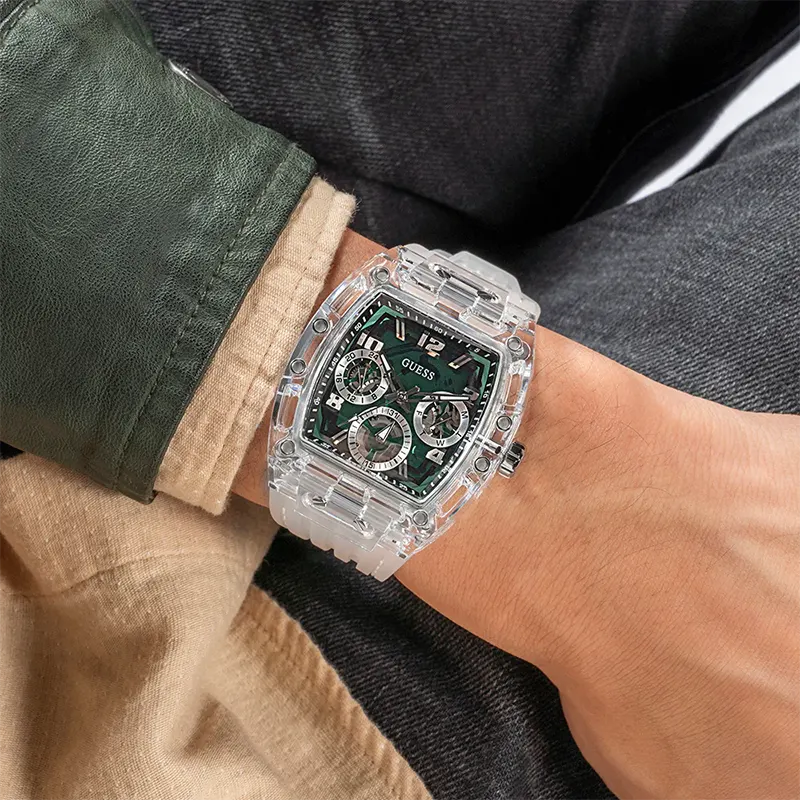 Guess Phoenix Multi-Function Green Skeleton Dial Men’s Watch | GW0499G8