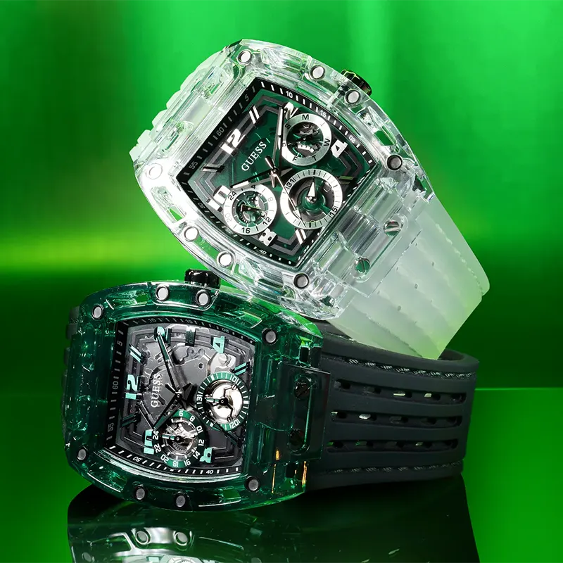 Guess Phoenix Multi-Function Green Skeleton Dial Men’s Watch | GW0499G8