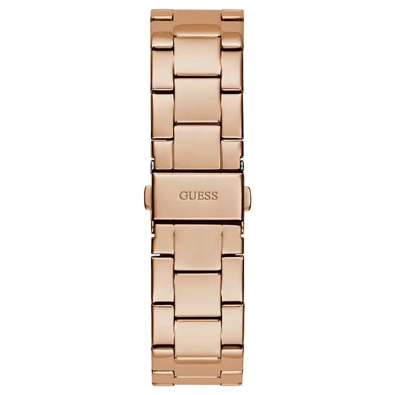 Guess Cubed Chocolate Brown Dial Rose Gold Ladies Watch | GW0607L3