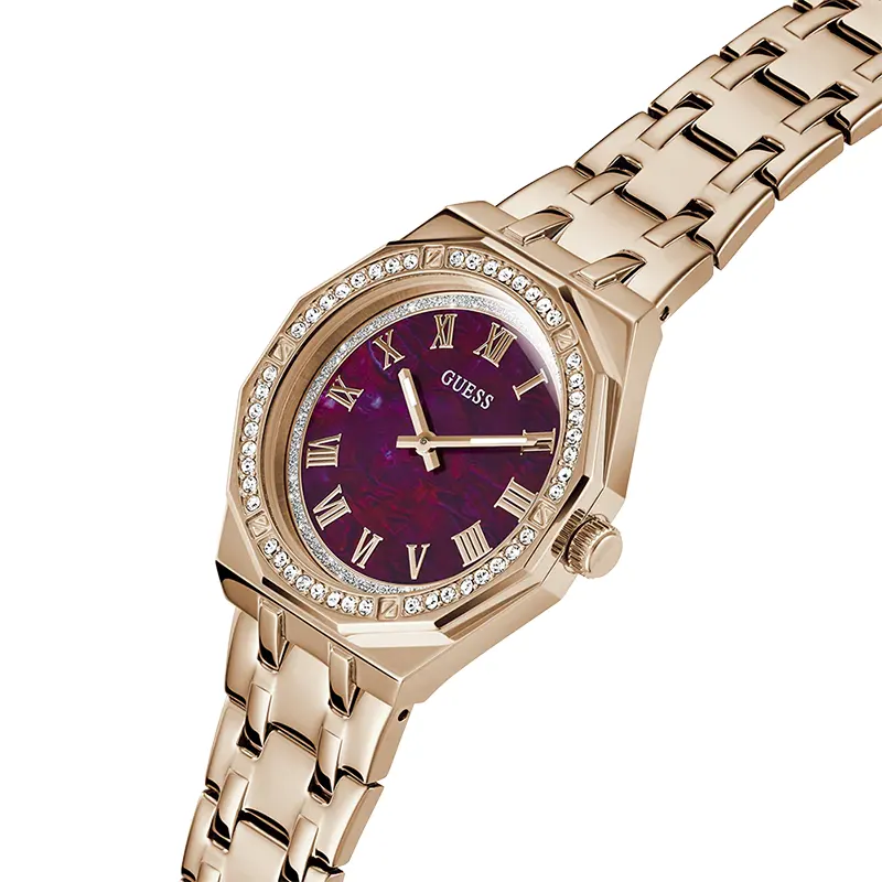 Guess Desire Purple Dial Rose Gold-Tone Ladies Watch | GW0770L3