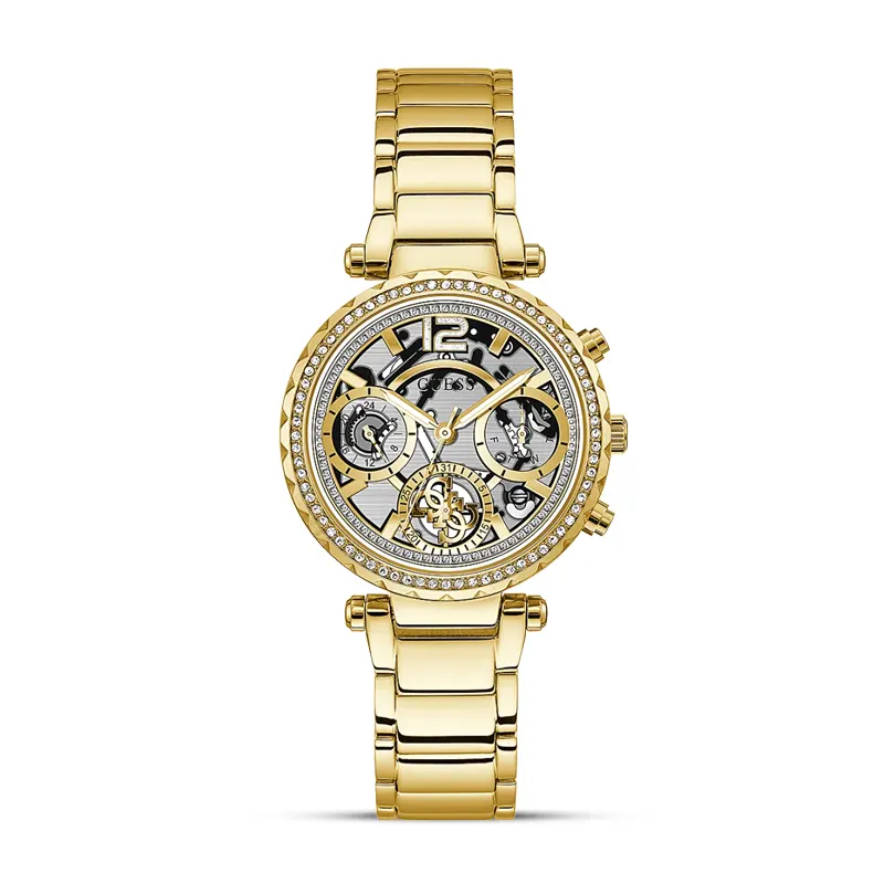 Guess Solstice Chronograph Clear Dial Gold-tone Ladies Watch | GW0403L2