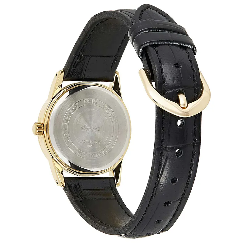 Casio White Dial Black Leather Strap Ladies Watch | LTP-V001GL-7B