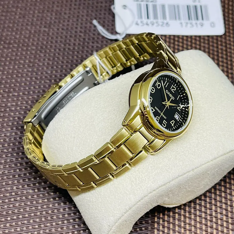 Casio LTP-V002G-1B Black Dial Gold-tone Ladies Watch