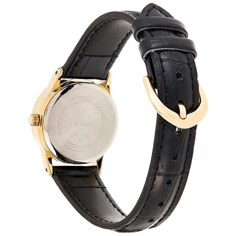 Casio White Dial Date Black Leather Ladies Watch | LTP-V002GL-7B