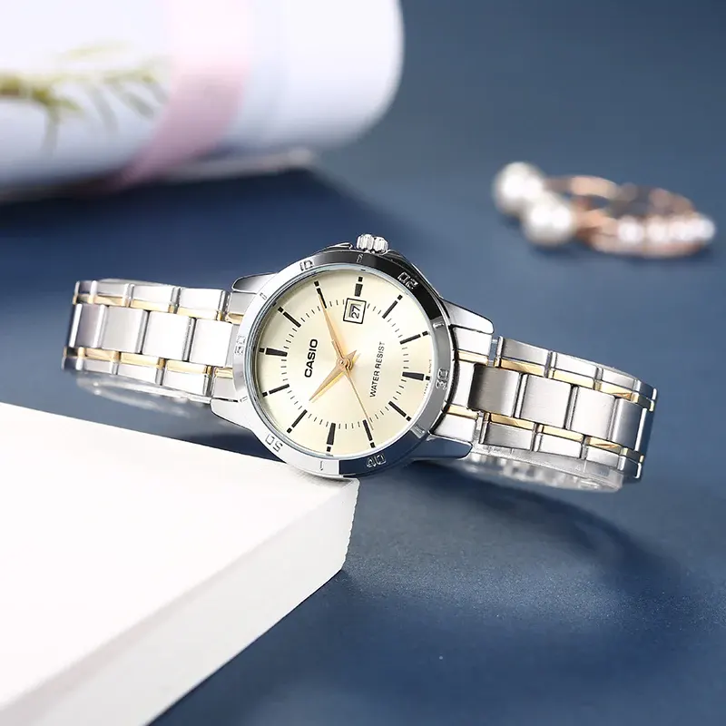 Casio Enticer LTP-V004SG-9A Champagne Dial Ladies Watch