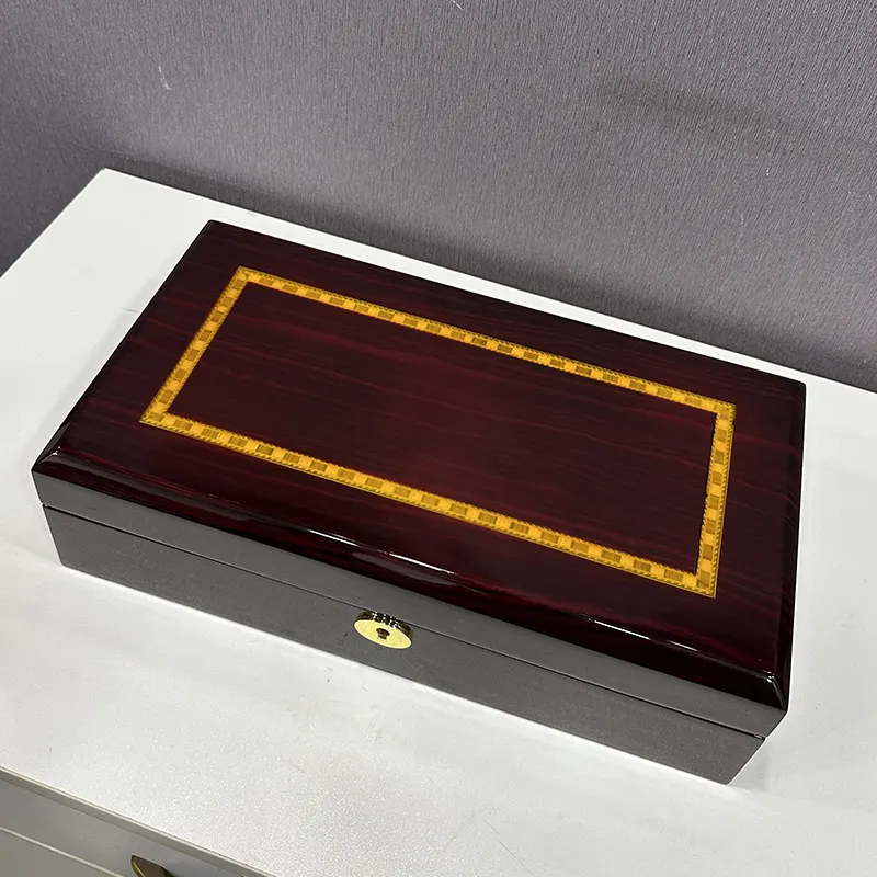 Luxury Wooden Watch Box – 12 Slot High-Gloss Organizer with Lock and Soft Velvet Interior