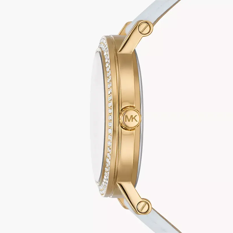 Michael Kors Corey White Dial Leather Strap Ladies Watch | MK2985