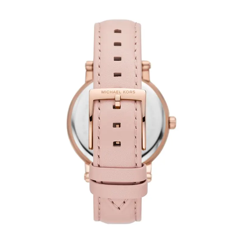Michael Kors Corey Rose Gold Dial Leather Strap Ladies Watch | MK2987