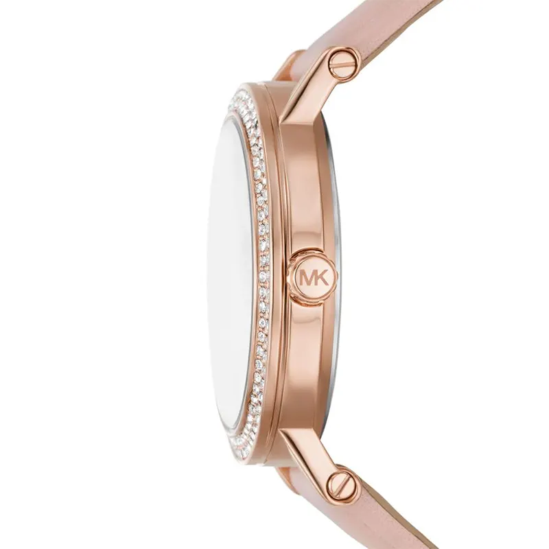 Michael Kors Corey Rose Gold Dial Leather Strap Ladies Watch | MK2987