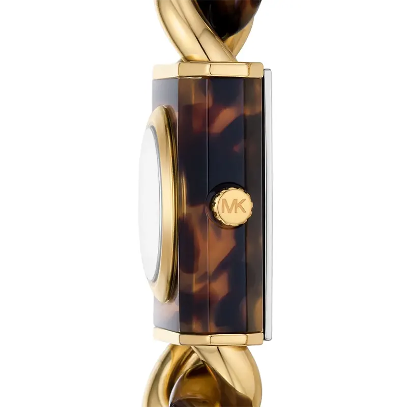 Michael Kors Petite Lock Pavé Gold-Tone and Tortoiseshell Acetate Chain Ladies Watch | MK4808