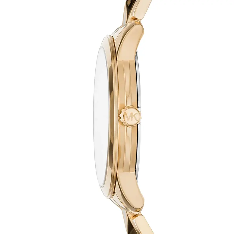 Michael Kors Petite Runway Mercer Pavé Gold-Tone Black Dial Ladies Watch | MK6672