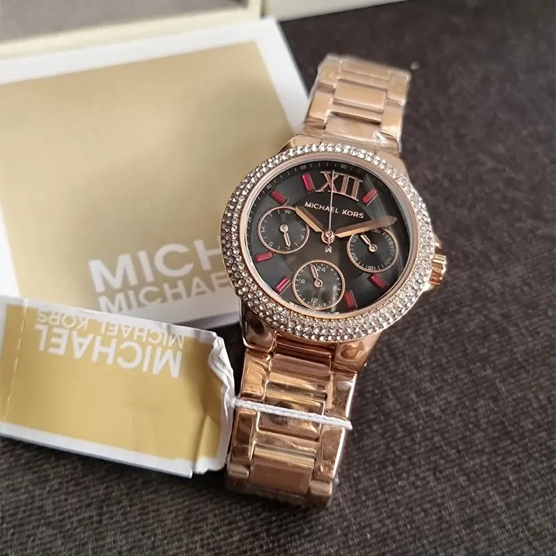 Michael Kors Camille Crystal Gun Metal Dial Ladies Watch | MK6983