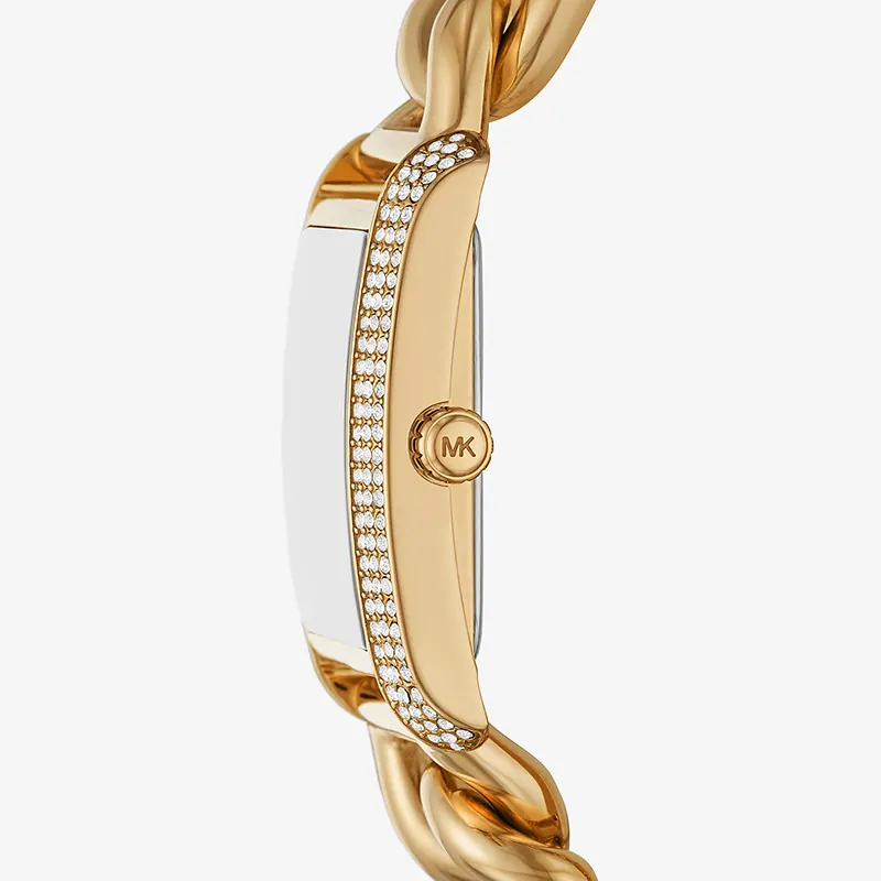 Michael Kors Oversized Emery Pavé Gold-Tone Curb Link Ladies Watch | MK7300