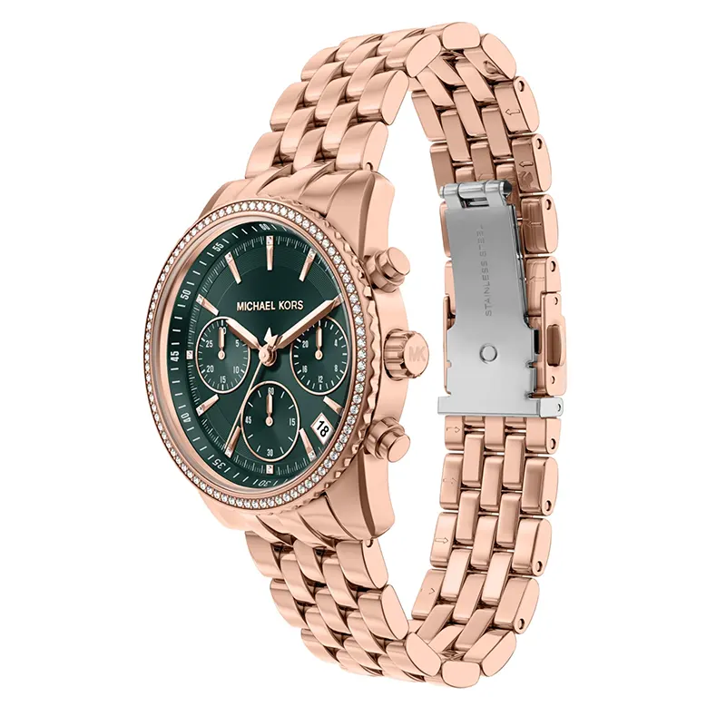 Michael Kors Mini Bryant Green Dial Rose Gold-Tone Ladies Watch | MK7600