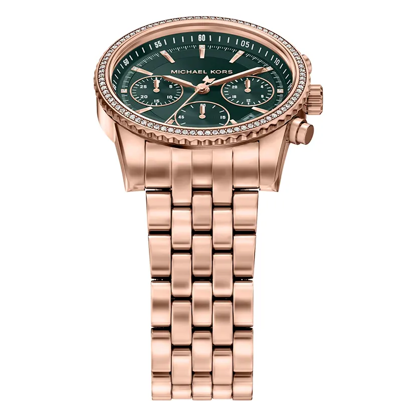 Michael Kors Mini Bryant Green Dial Rose Gold-Tone Ladies Watch | MK7600