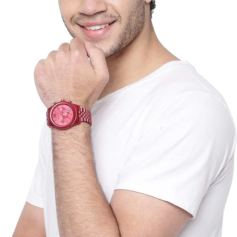 Michael Kors Lexington Chronograph Red Aluminium Watch | MK8814