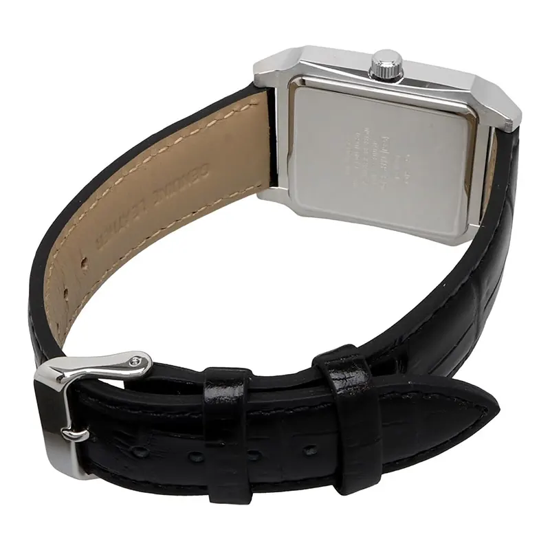 Casio Enticer Tank Style Silver Dial Leather Men's Watch | MTP-B190L-7BV