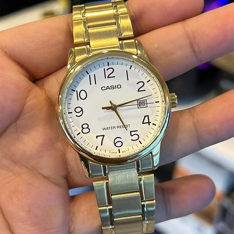 Casio Enticer White Dial Gold-Tone Men's Watch | MTP-V002G-7B2