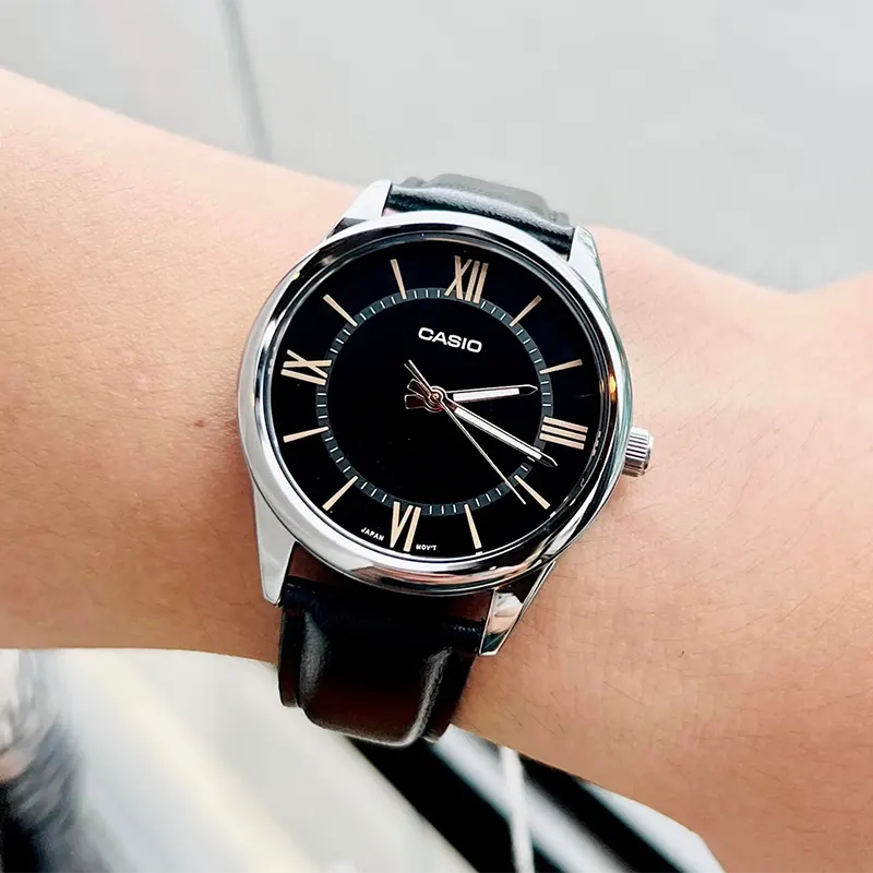 Casio Enticer MTP-V005L-1B5 Black Dial Leather Men's Watch