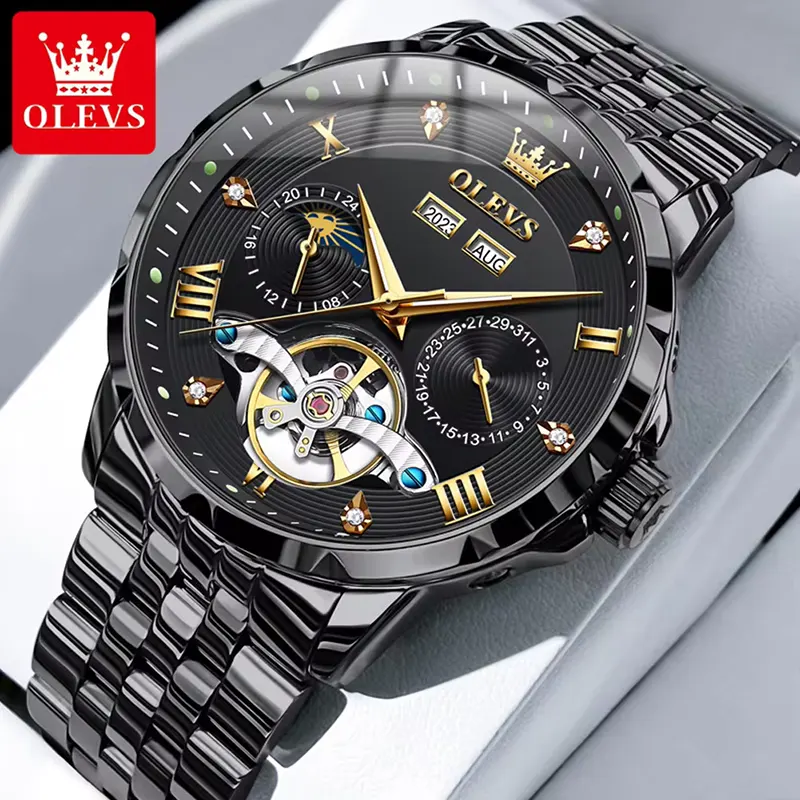 Olevs 6691 Multifunction Black Dial Automatic Men's Watch