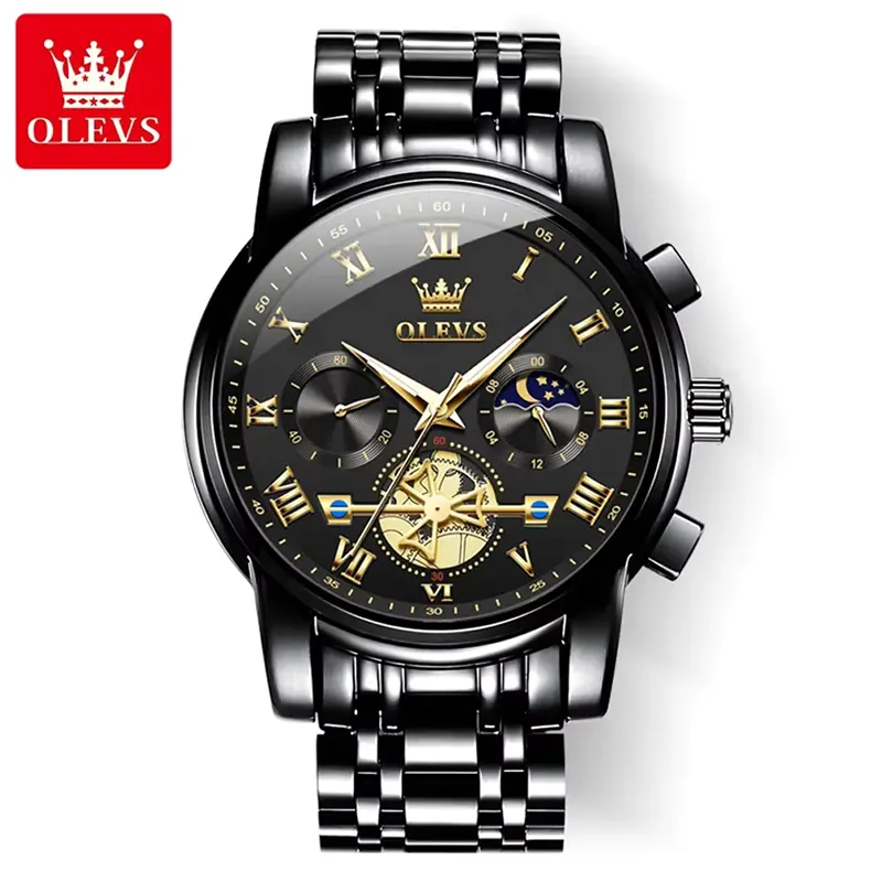 Olevs 2859 Multifunctional Black Dial Men's Watch