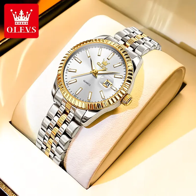 Olevs Luxury Silver Dial Two-tone Ladies Watch | 5526