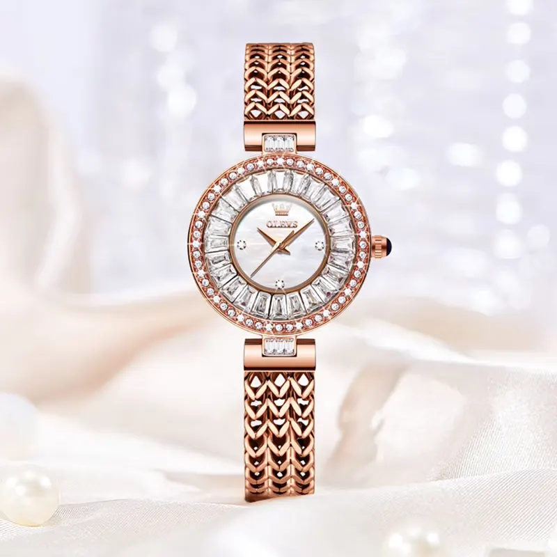 Olevs 9959 White Mother of Pearl Dial Rose Gold ladies Watch