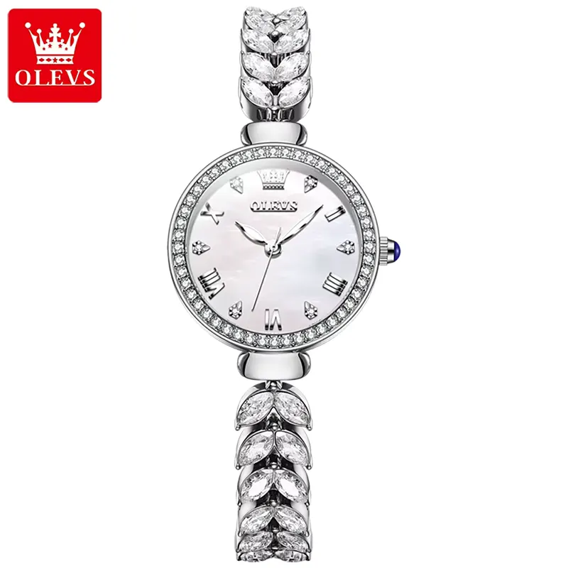 Olevs Most Luxurious Silver Dial Ladies Watch | 9971