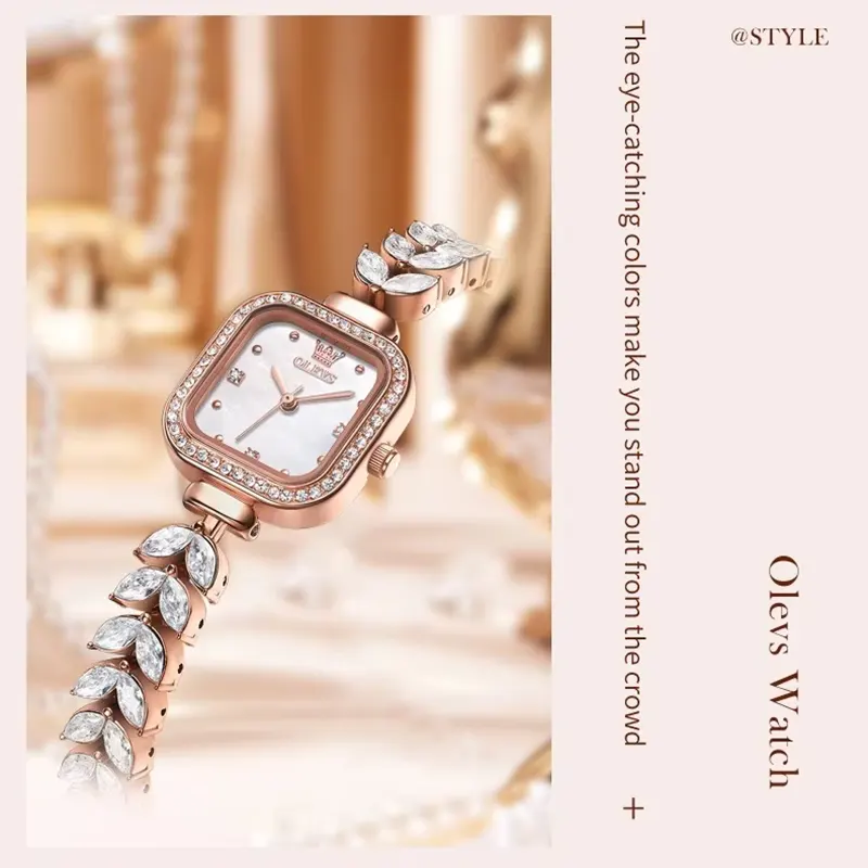 Olevs Luxurious Silver Dial Rose Gold-Tone Ladies Watch | 9987