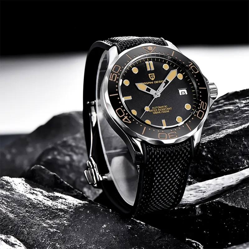 Pagani Design '007' James Bond Seamaster Black Dial Silicone Men's Watch | PD-1667
