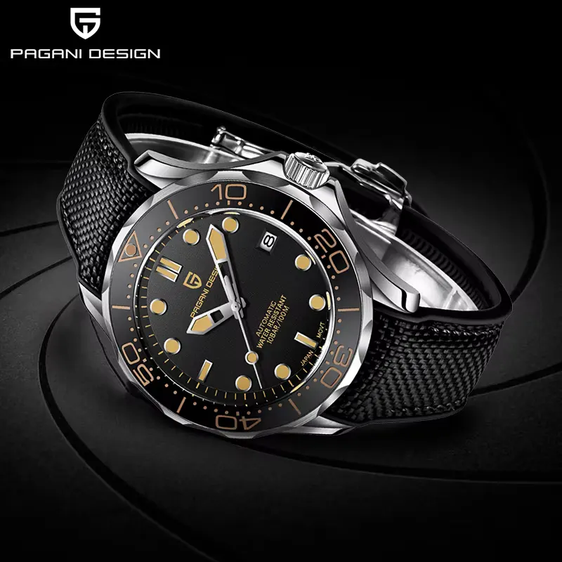 Pagani Design '007' James Bond Seamaster Black Dial Silicone Men's Watch | PD-1667