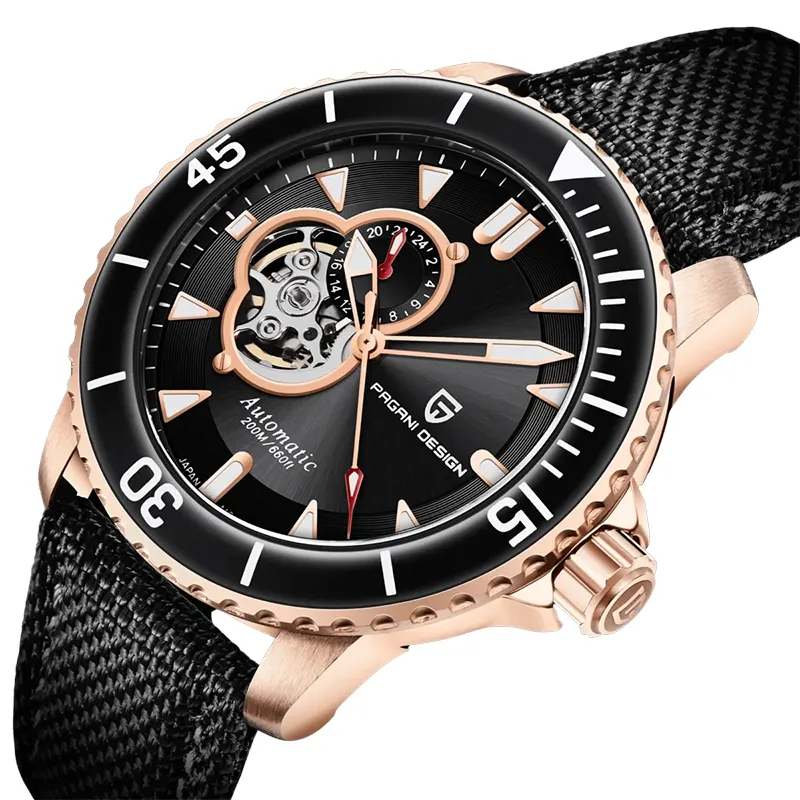 Pagani Design Fifty Fathoms Open Heart Black Dial Men's Watch | PD-1674