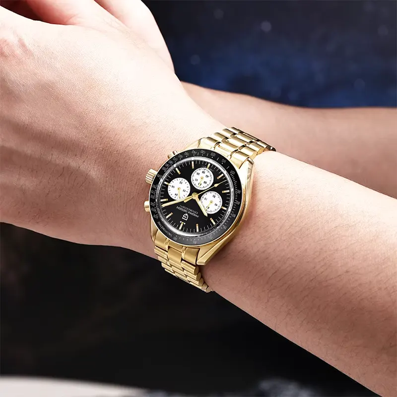 Pagani Design Speedmaster Gold-Tone Black Dial Men's Watch | PD-1701