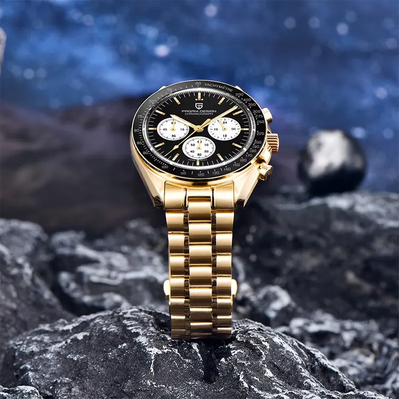 Pagani Design Speedmaster Gold-Tone Black Dial Men's Watch | PD-1701