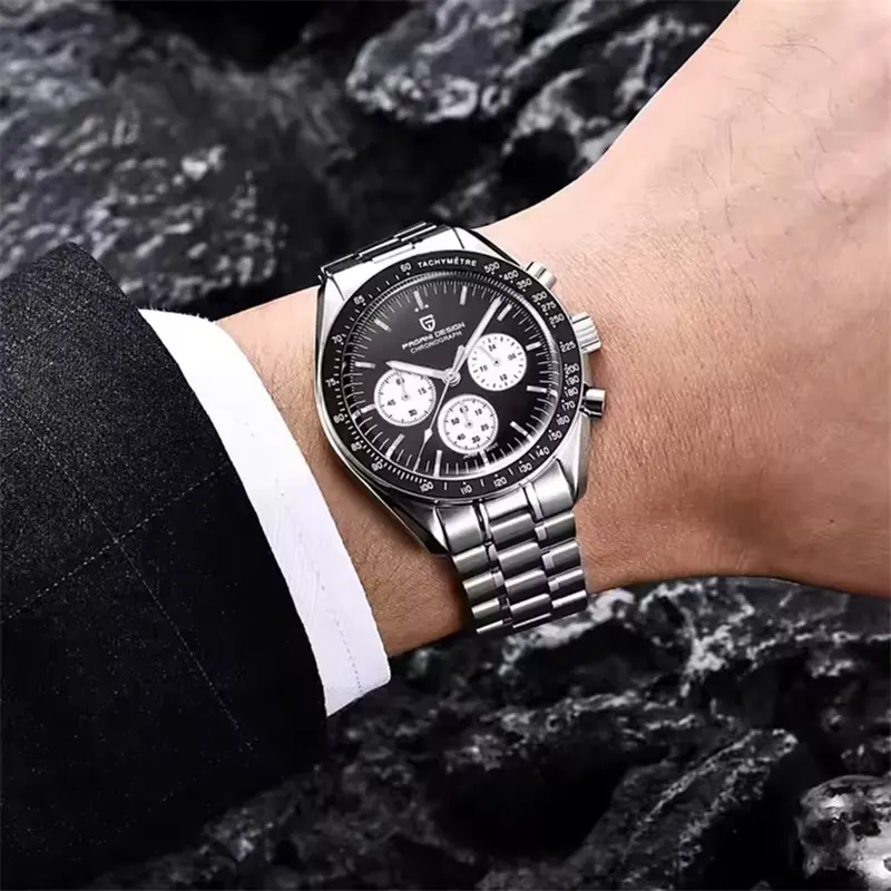 Pagani Design Chronograph Reverse Panda Black Dial Men's Watch | PD-1701