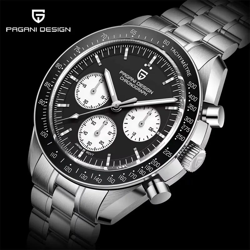 Pagani Design Chronograph Reverse Panda Black Dial Men's Watch | PD-1701