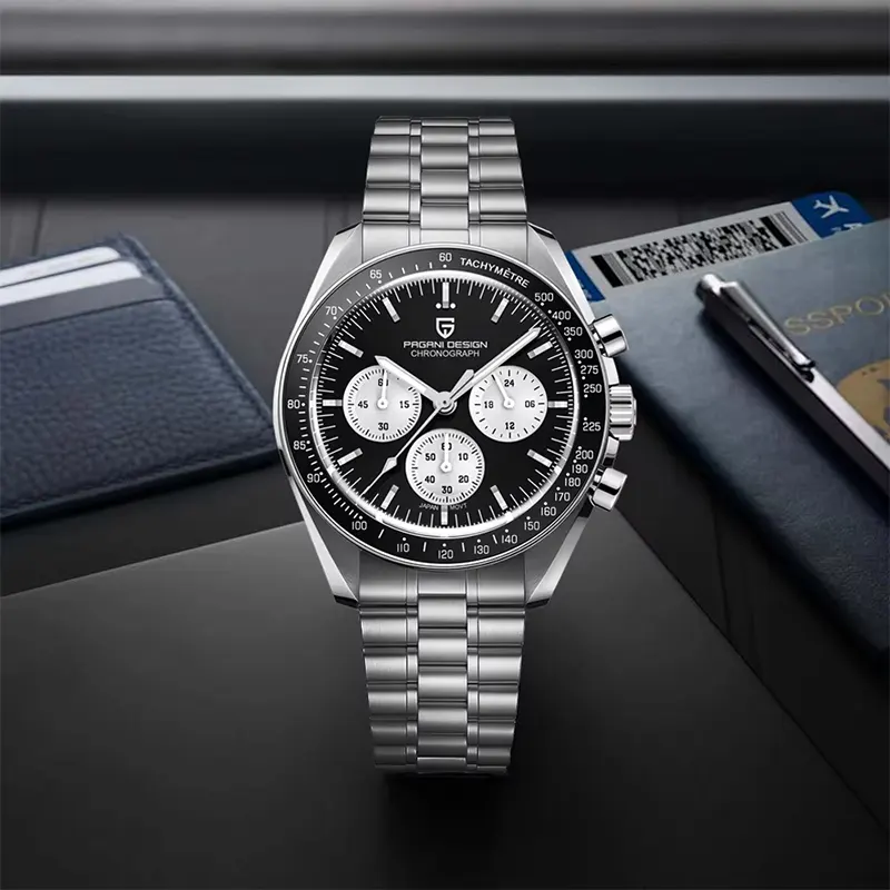Pagani Design Chronograph Reverse Panda Black Dial Men's Watch | PD-1701