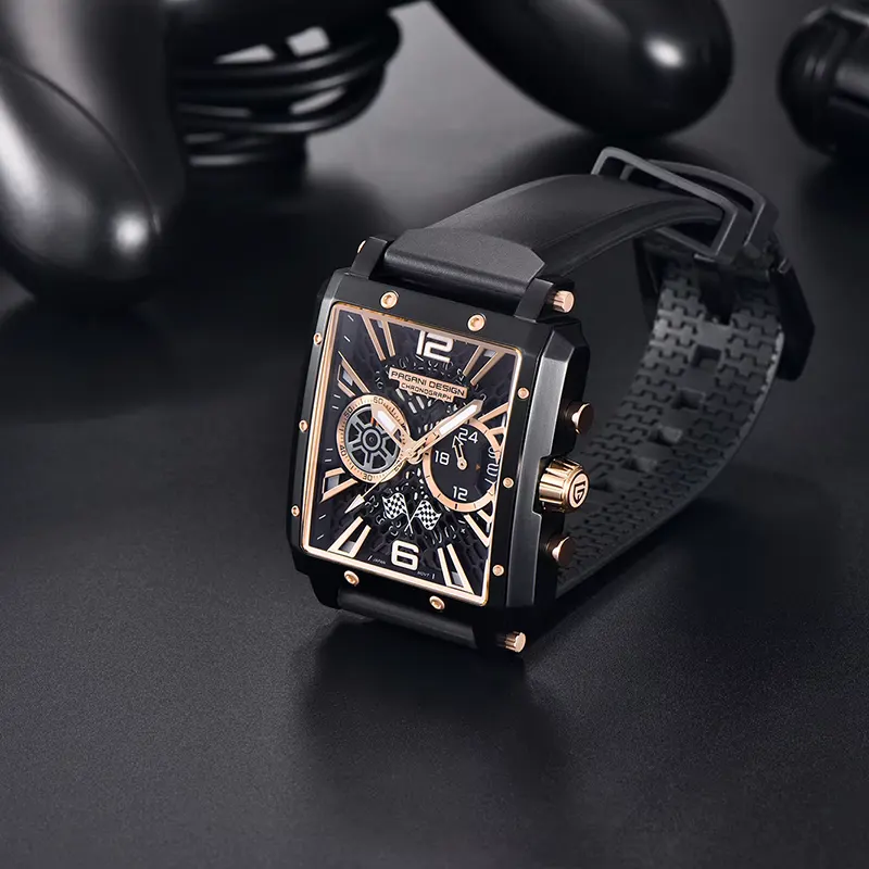 Pagani Design PD-1725 Racing Series Black Silicone Strap Men's Watch