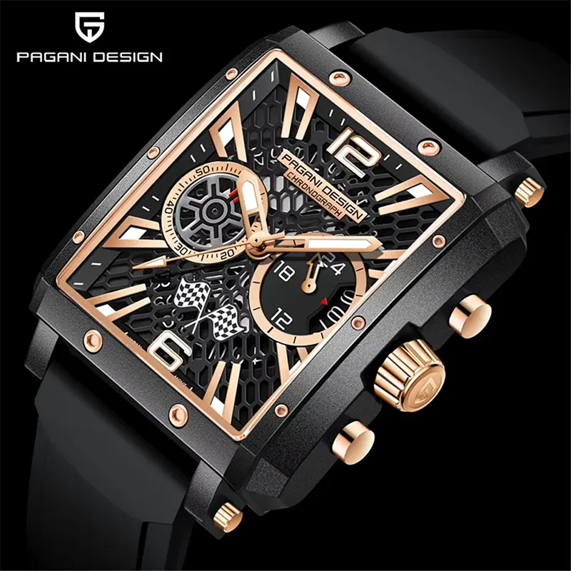 Pagani Design PD-1725 Racing Series Black Silicone Strap Men's Watch