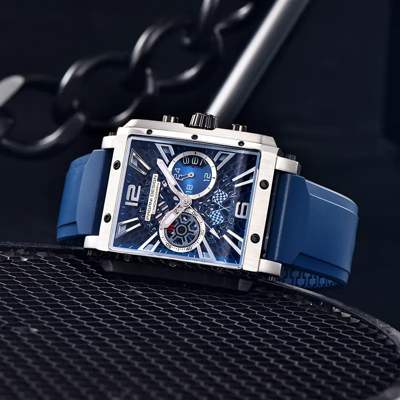 Pagani Design PD-1725 Racing Series Blue Silicone Strap Men's Watch