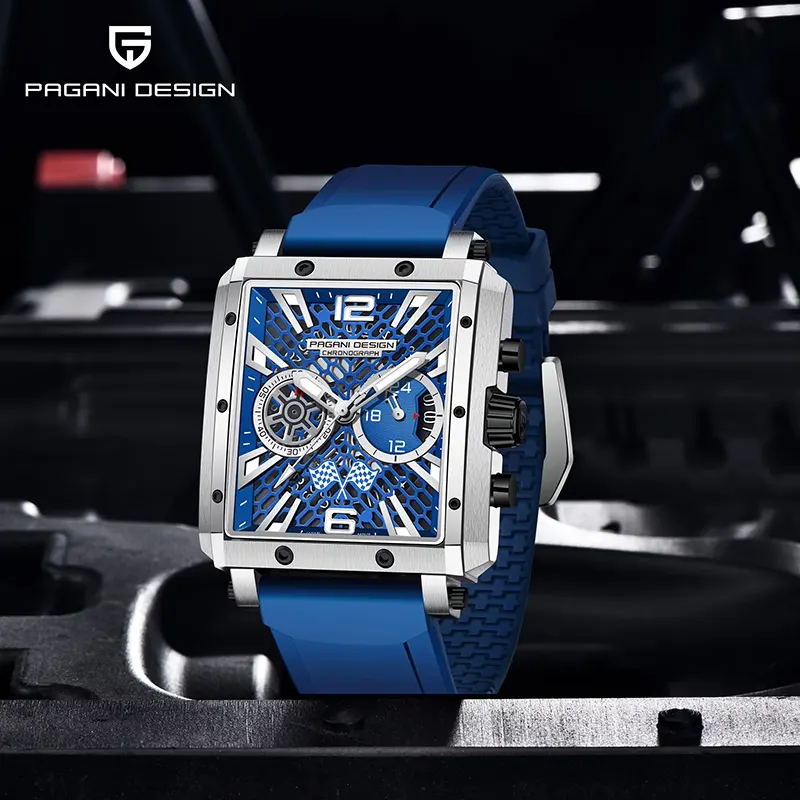 Pagani Design PD-1725 Racing Series Blue Silicone Strap Men's Watch